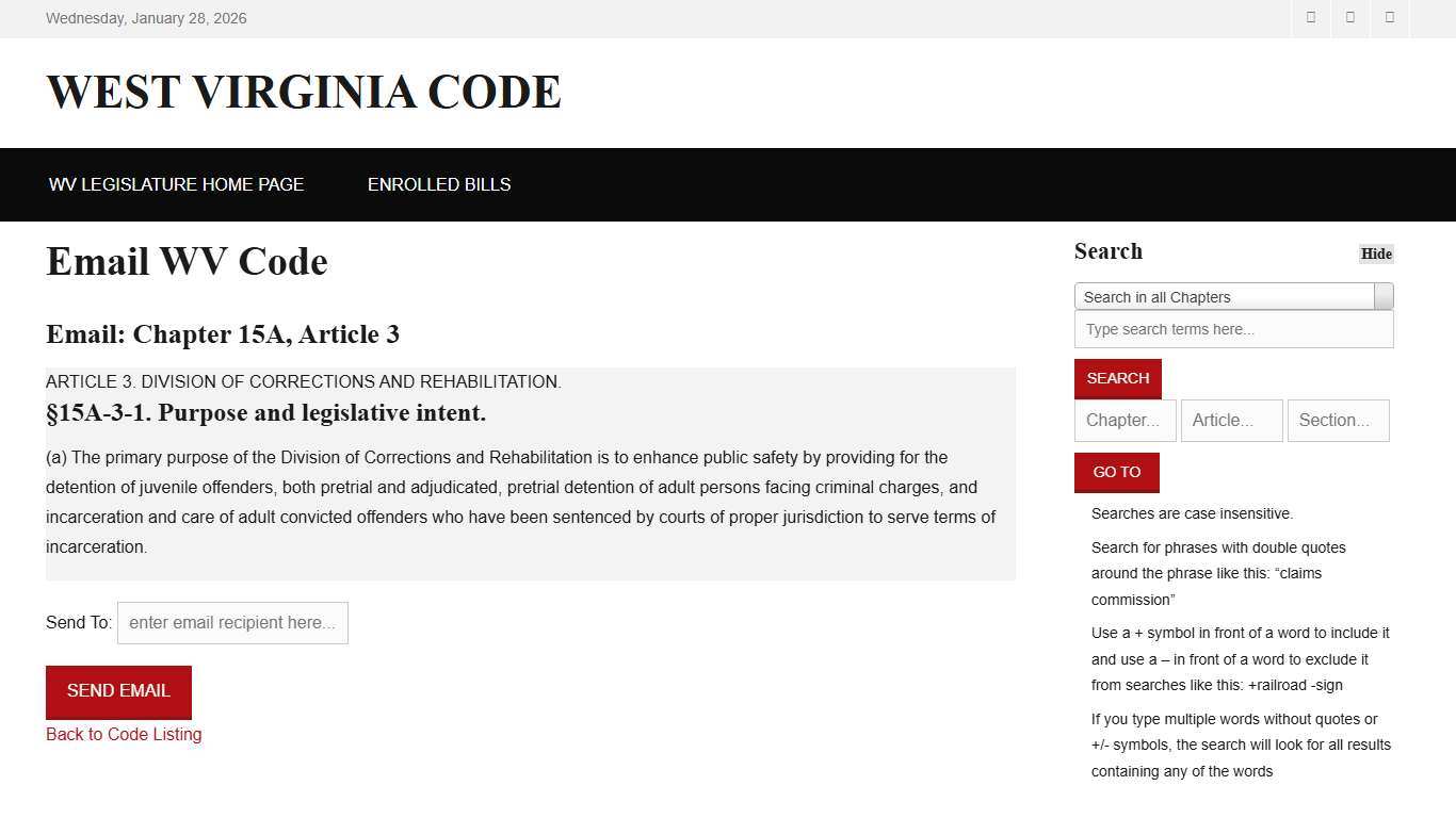 West Virginia Code §15A-3