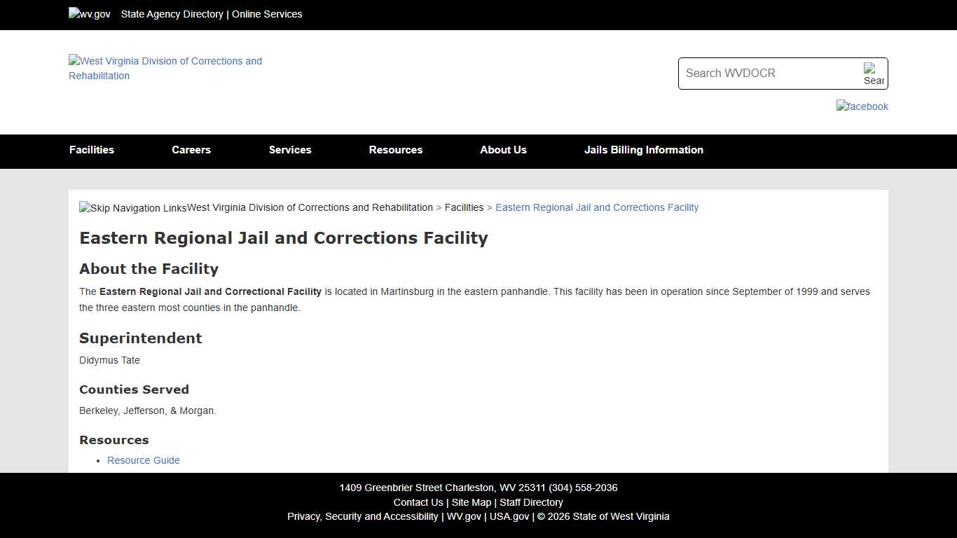 Eastern Regional Jail and Corrections Facility