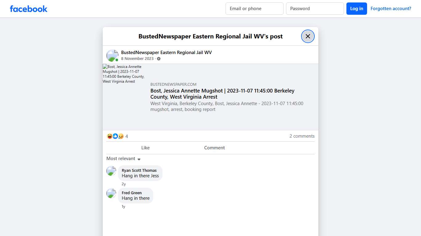 BustedNewspaper Eastern Regional Jail WV Facebook